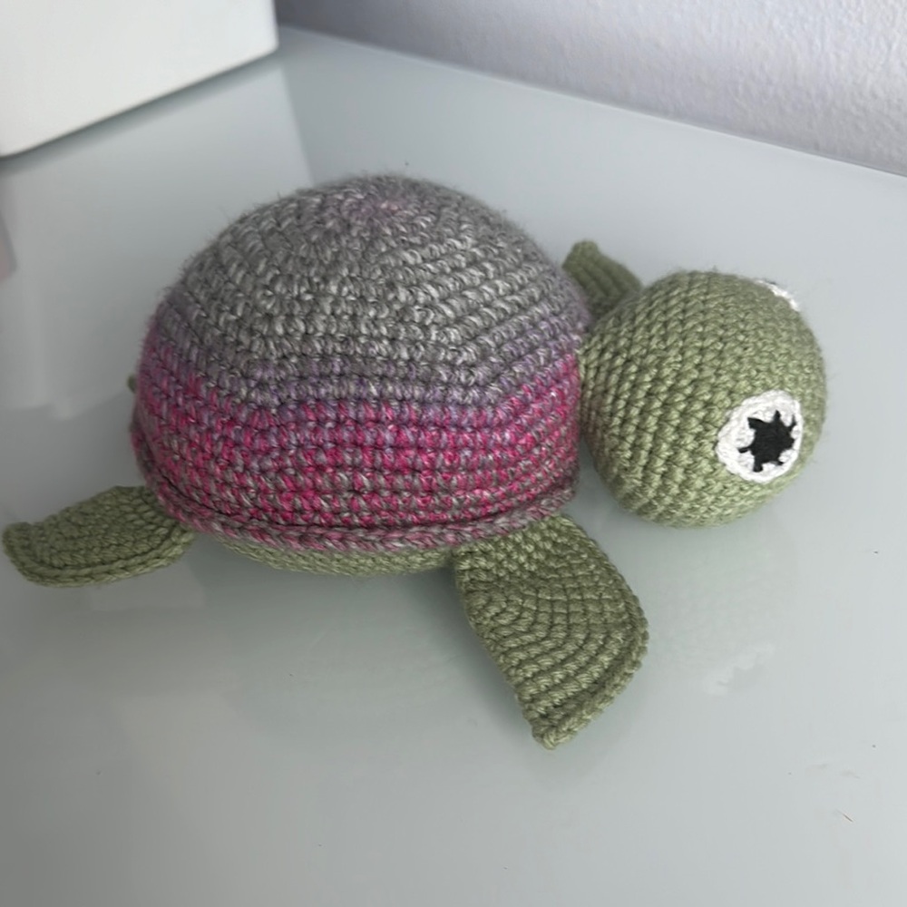 Crochet Green and Pink Turtle